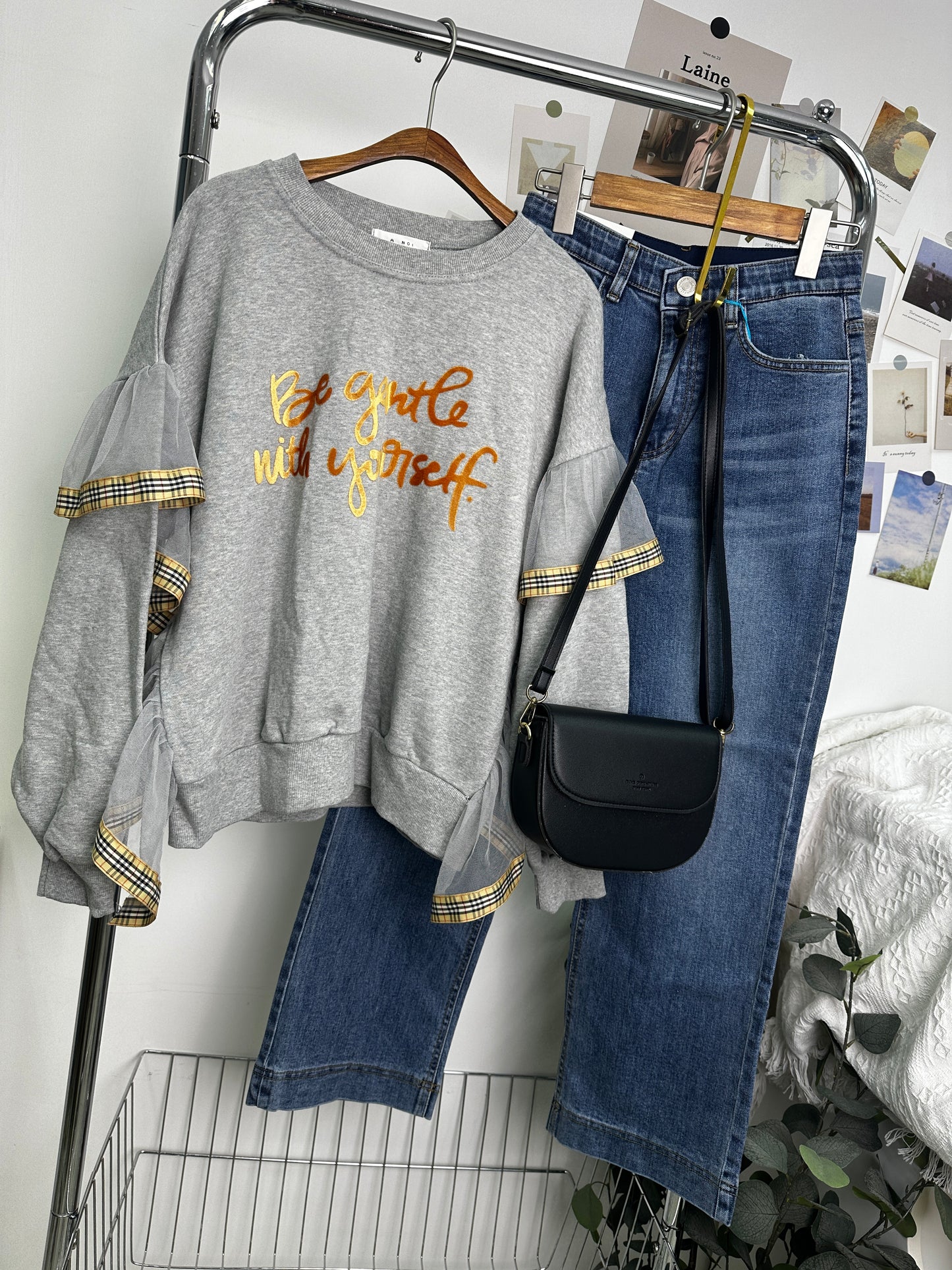 On Sale💜格仔接紗金字衛衣