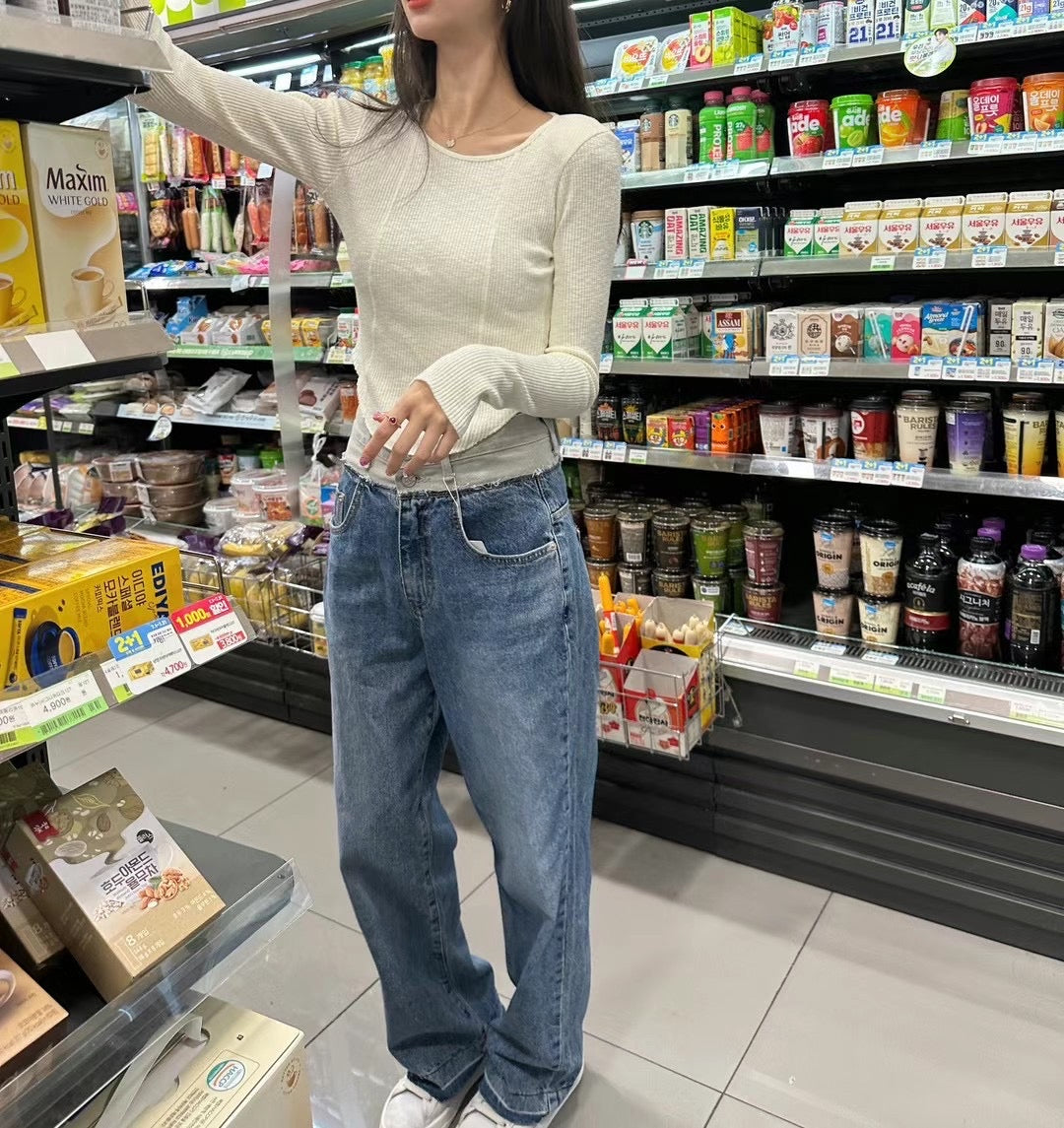 現貨S💜假雙層牛仔褲