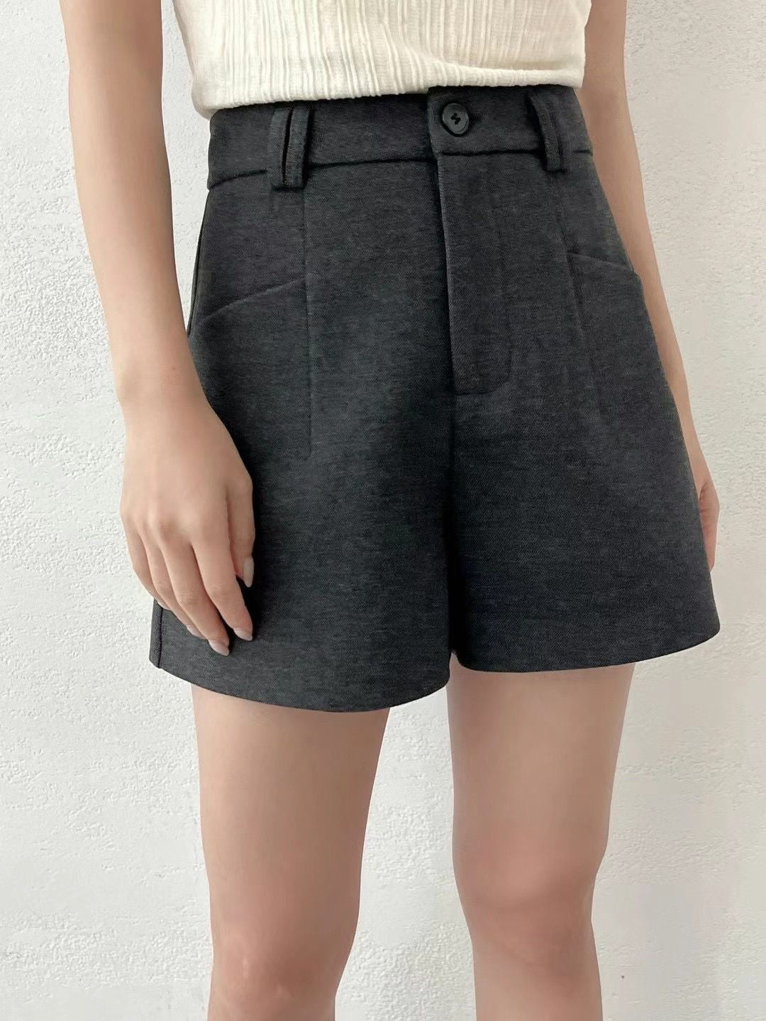絨面西裝短褲(連皮帶)