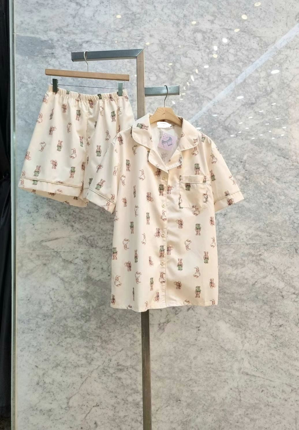 現貨💜小熊兔仔滑絲睡衣