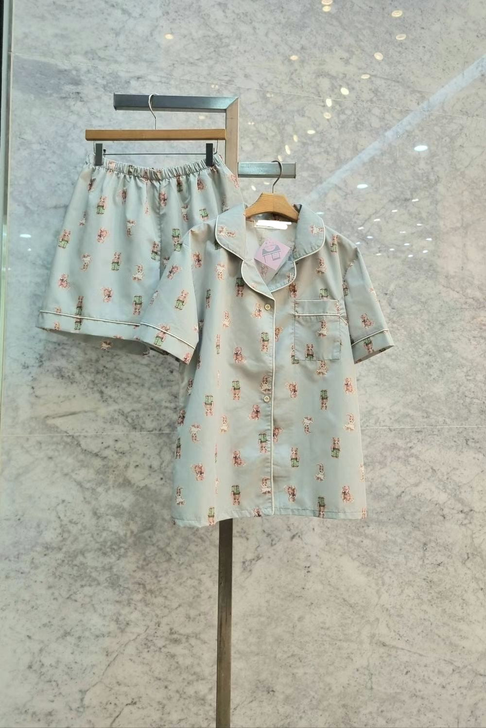 現貨💜小熊兔仔滑絲睡衣