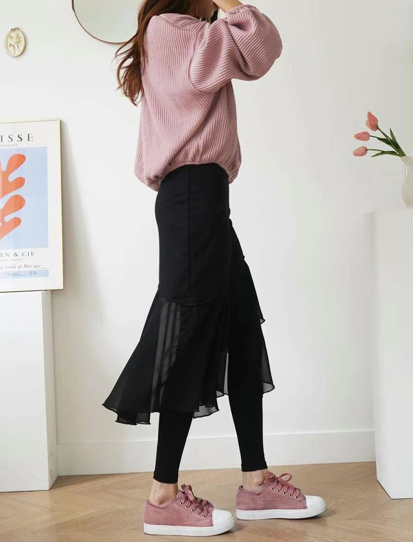不規則雪紡裙leggings