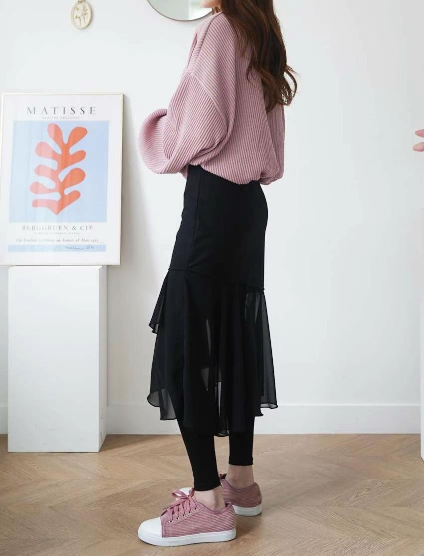不規則雪紡裙leggings