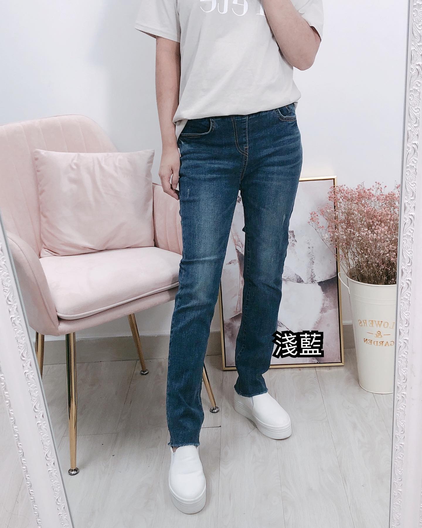 現貨S,M💜How Luk No.4012橡根腰牛仔褲