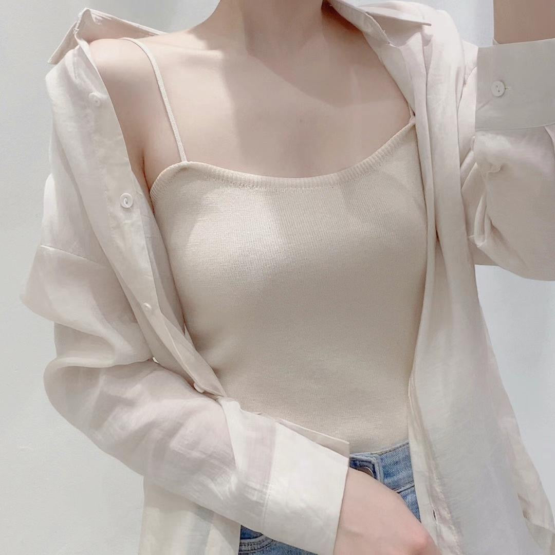 透膚恤衫連背心Set