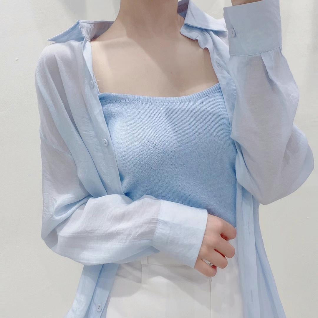 透膚恤衫連背心Set
