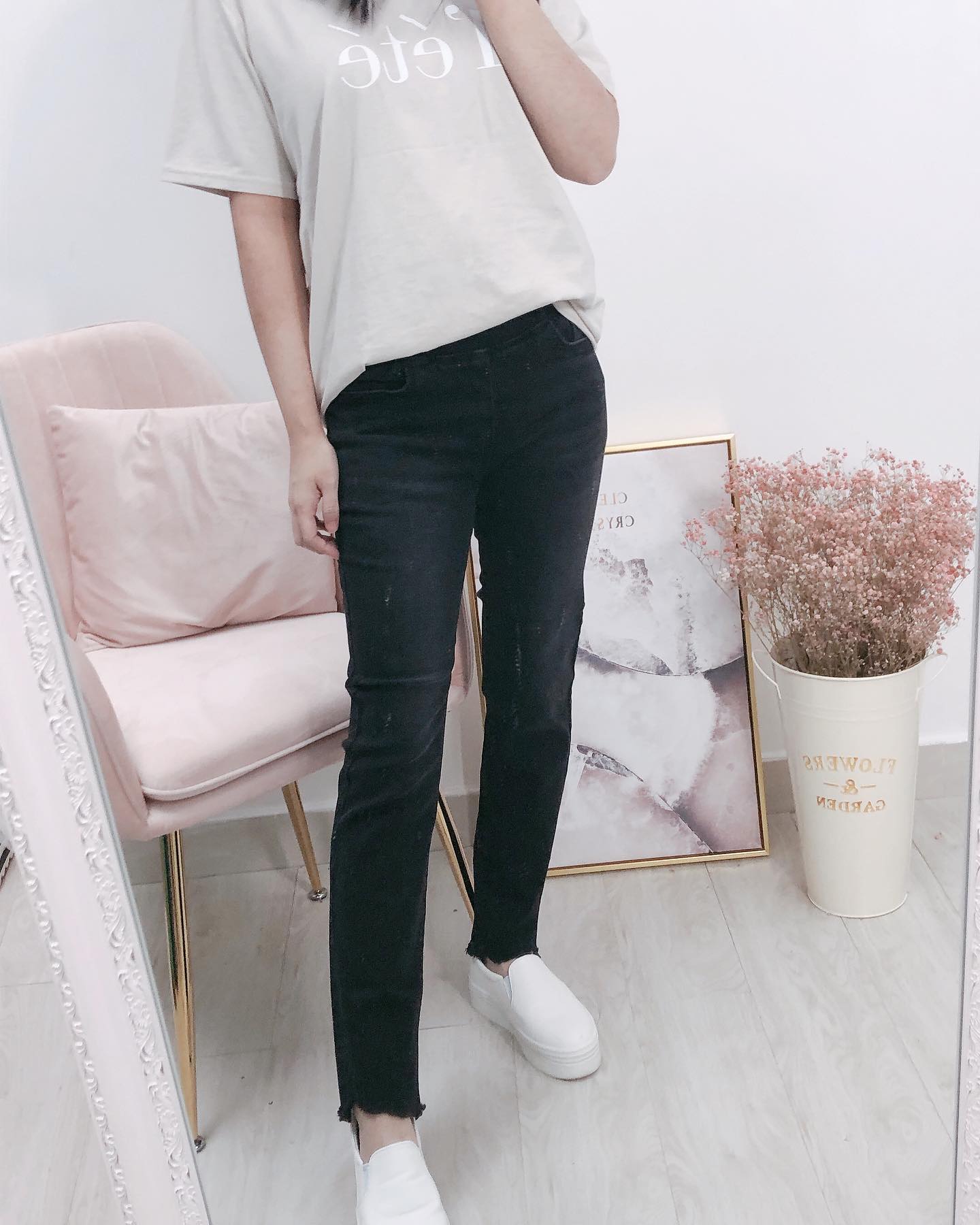 現貨S,M💜How Luk No.4012橡根腰牛仔褲