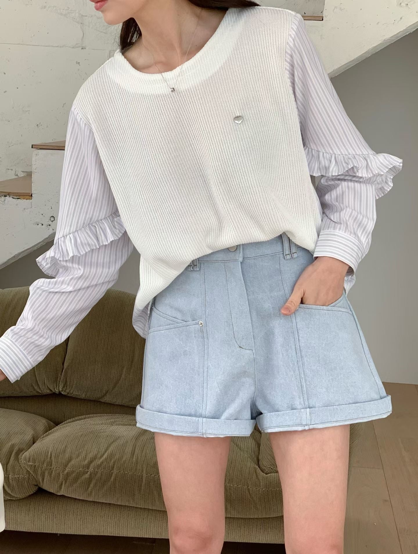 明線橡根腰短褲