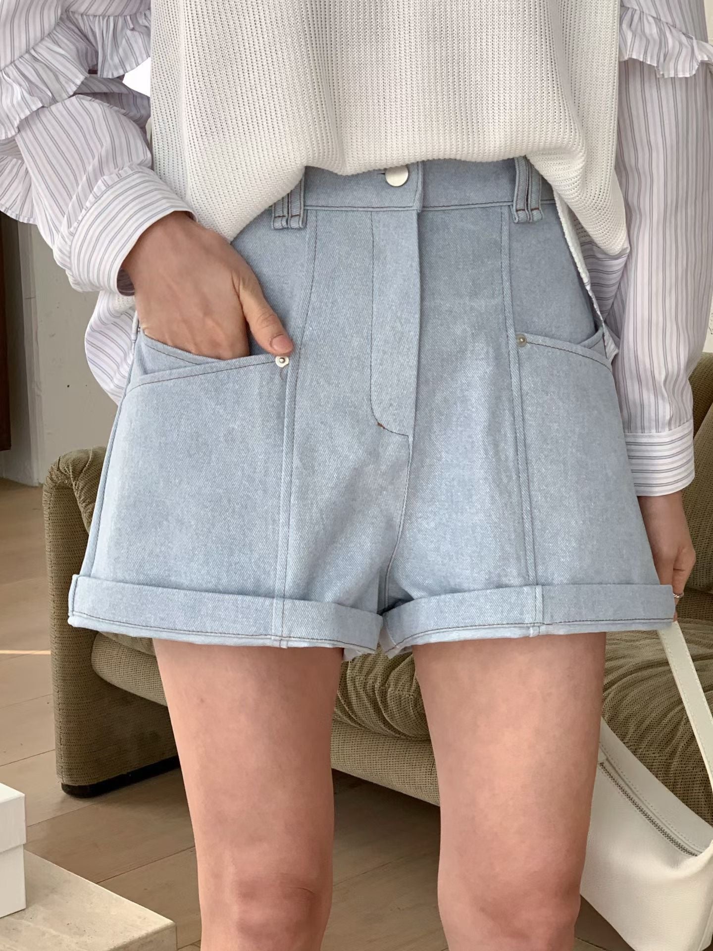 明線橡根腰短褲