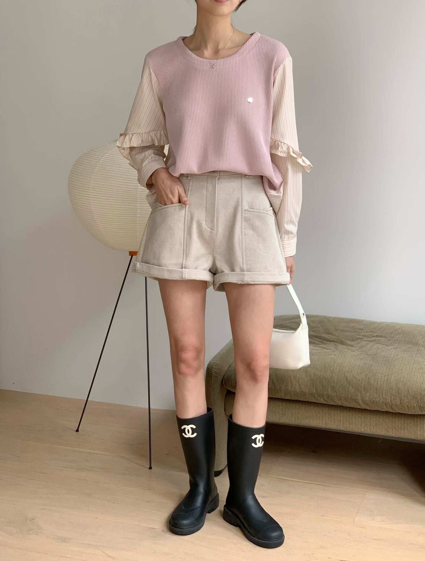 明線橡根腰短褲