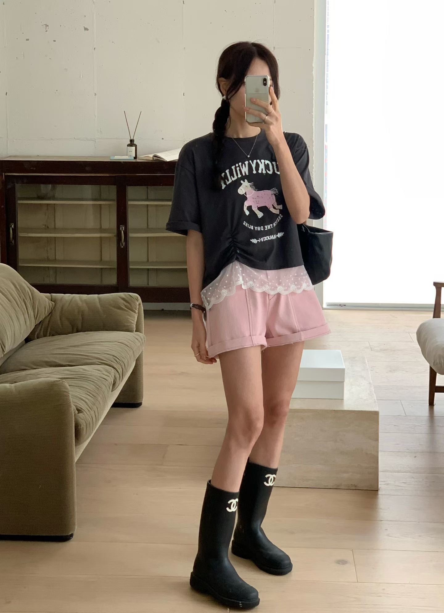 明線橡根腰短褲