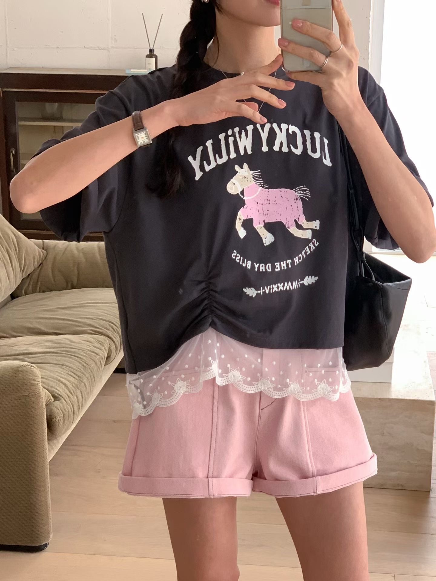 明線橡根腰短褲