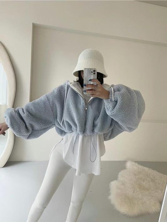 現貨✅短版羊羔毛baby blue 外套